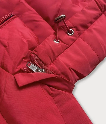 KAMIZELKA DAMSKA Z PUCHEM NATURALNYM CZERWONA (6805)