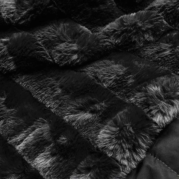 LEKKA KURTKA ZIMOWA DAMSKA FUTRO 2 W 1 CZARNA (39039)