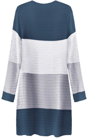 AŻUROWY KARDIGAN Z KIESZENIAMI NIEBIESKO-BIAŁY (221ART)