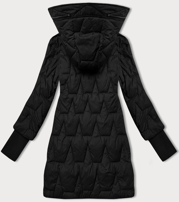 Pikowana przejściowa kurtka damska z dzianinowymi ściągaczami Libland czarna (LD-7775)