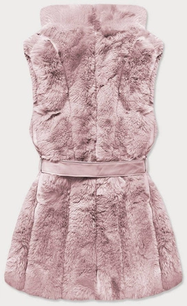 KAMIZELKA ZE SZTUCZNEGO FUTRA PUDROWY RÓŻ (BR9598-51)