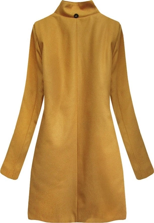 DAMSKI BAWEŁNIANY ZIMOWY PŁASZCZ MUSZTARDOWY (513ART)