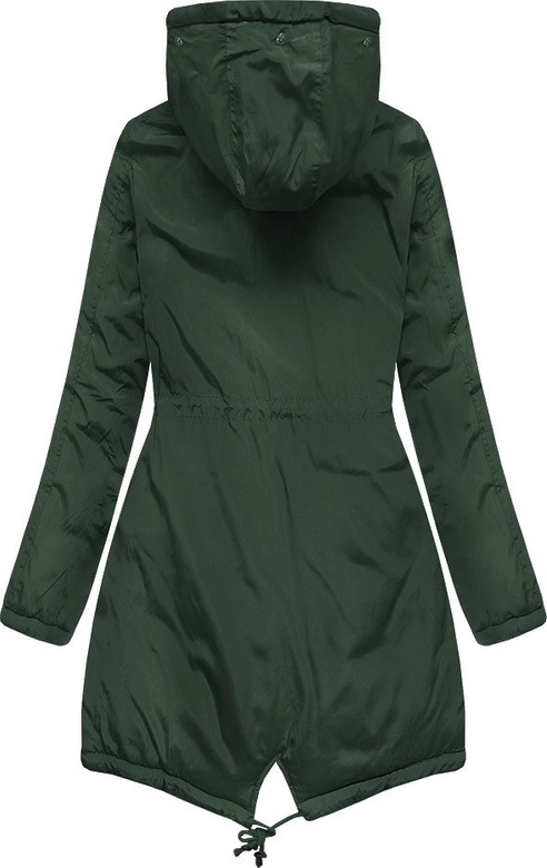 DWUSTRONNA DAMSKA PARKA ZIMOWA WELUROWA CIEMNOZIELONA (7911)