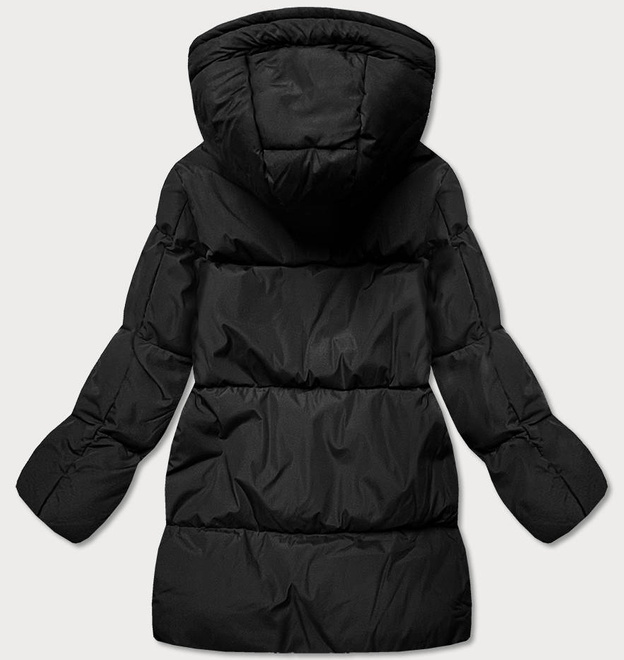 Zimowa kurtka damska typu puffer czarna (ad6076)