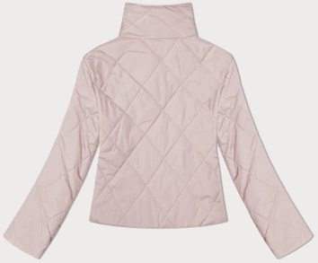 Pikowana kurtka damska ze stójką pudrowy różowy (20067)