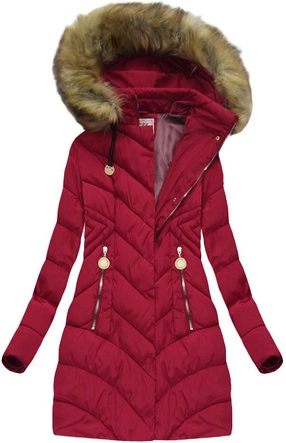 PIKOWANA KURTKA Z KAPTUREM BORDOWA (XW717X)