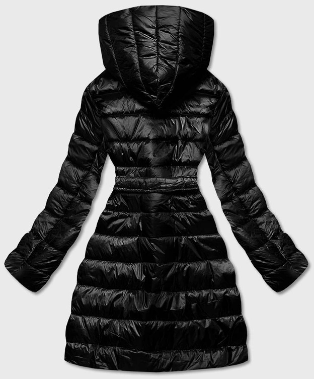 Lekka kurtka damska zimowa z ocieplanym kapturem czarna (omdl-019)