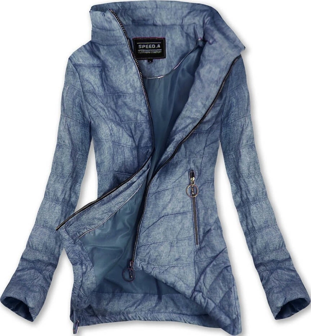 PIKOWANA KURTKA Z KAPTUREM GRANATOWA (W714BIG)