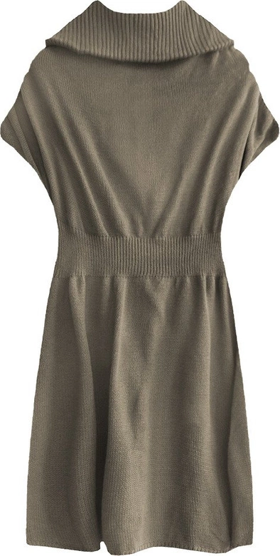 DŁUGI SWETER Z GOLFEM JASNOBRĄZOWY (X1224X)