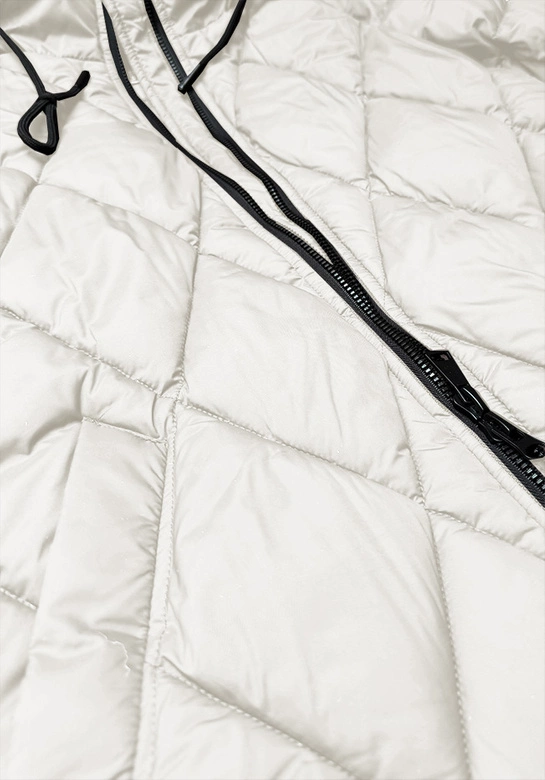 Długa zimowa kurtka damska z kapturem Libland ecru (7832)