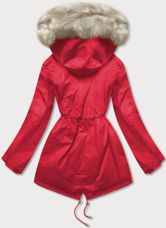 DAMSKA PARKA ZIMOWA NA FUTERKU CZERWONA (B508)