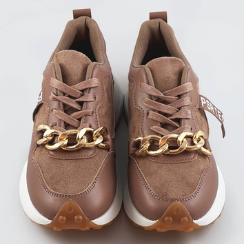 Buty sportowe z łańcuchem brązowe (n-206)