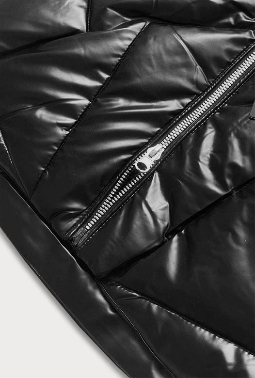 Zimowa kurtka damska z kapturem czarno-brązowa (5m775-392)