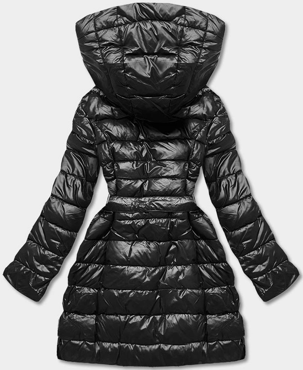 Kurtka pikowana z podwójnym kapturem czarna (L22-9862-1)