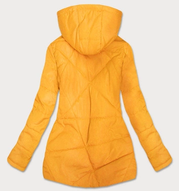CIENKA KURTKA DAMSKA Z ASYMETRYCZNYM DOŁEM ŻÓŁTA (B9531)