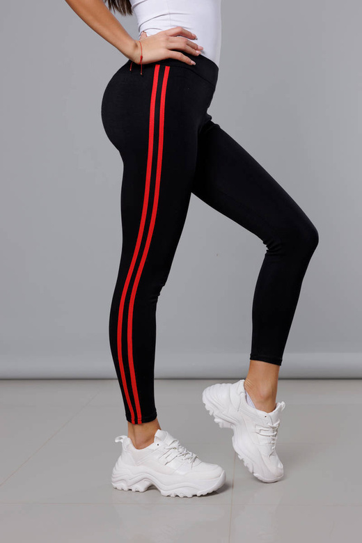 Legginsy sportowe z lampasami czarno-czerwone (YW01052-D1-5)