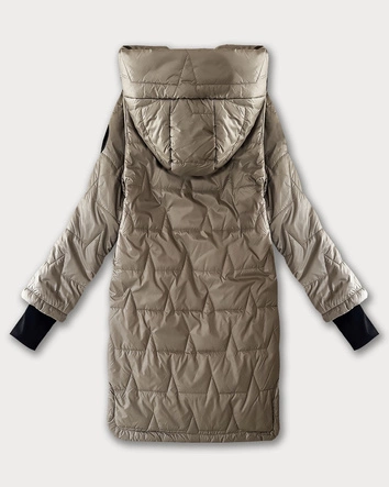Pikowana kurtka damska z dzianinowymi ściągaczami S'West beżowa (B8505-12)