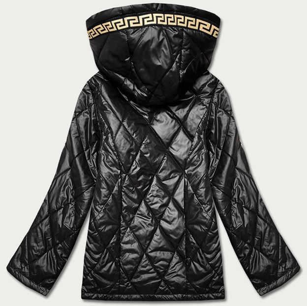 Damska kurtka z ozdobnym wykończeniem czarna (B8097-1)