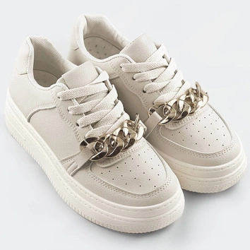 Sportowe buty z łańcuchem damskie beżowe (b-545)