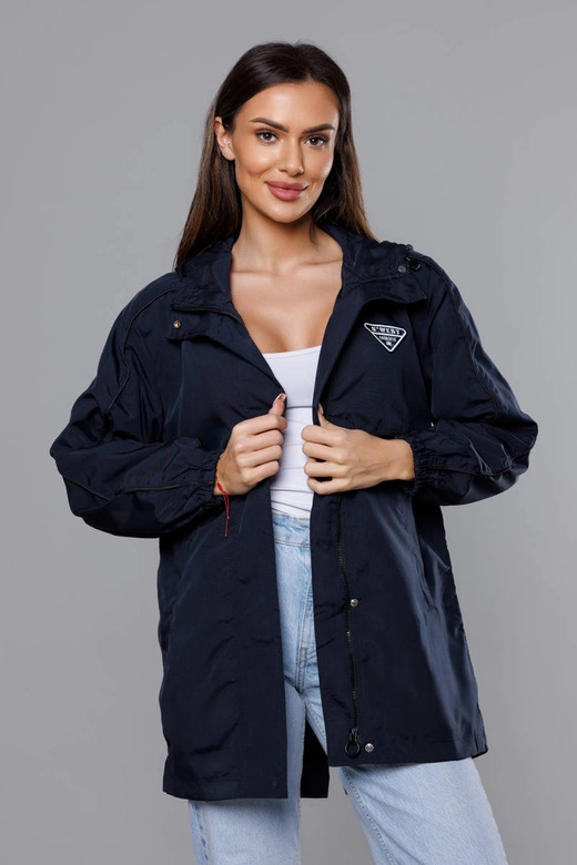 Cienka kurtka damska na podszewce granatowa (B8119-3)