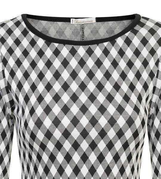 BIAŁO-CZARNA TUNIKA W ROMBY (5619)