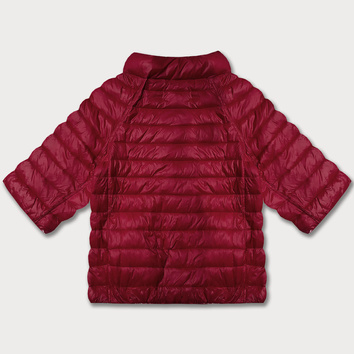 Dwustronna kurtka damska plus size z rękawem 3/4 Minority czerwona/kwiaty (M23-7010-16)