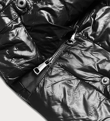 Pikowana kurtka damska z wysoką stójką czarny (j9-061)