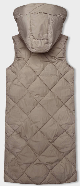 Długa kamizelka damska oversize ciemny beż (5M3165-84)