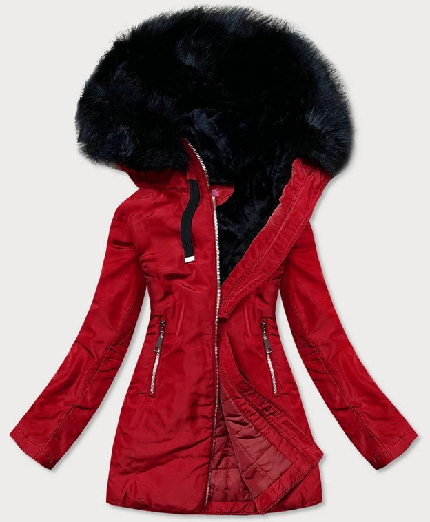 DAMSKA KURTKA ZIMOWA Z KAPTUREM BORDOWA (8951-B)