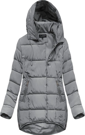 DAMSKA PIKOWANA ZIMOWA KURTKA Z KAPTUREM SZARA (X859X)