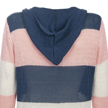 DŁUGI SWETER Z KAPTUREM GRANATOWO-RÓŻOWY (122ART)