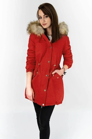 DWUSTRONNA PARKA CEGLANA-ECRU (B507)