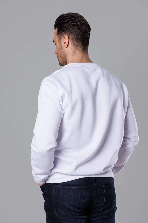 Męska bluza z okrągłym dekoltem biała (68B2001-1)
