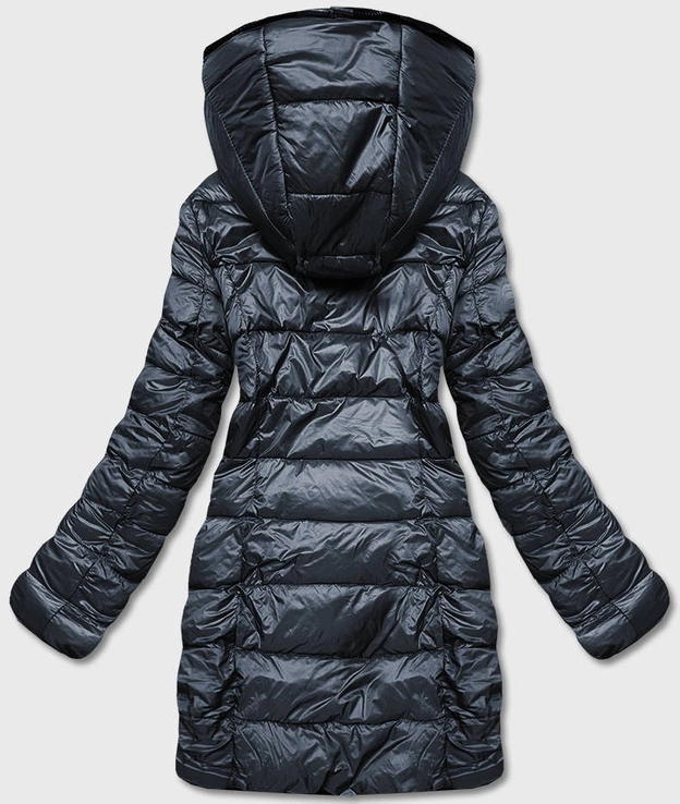 Dwustronna kurtka futro damska grafitowa (b8053-70)