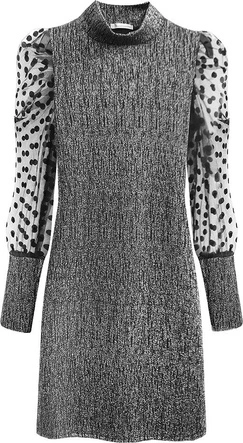 SUKIENKA Z BUFIASTYMI RĘKAWAMI SREBRNA (489ART)