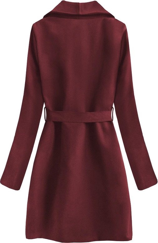 WIĄZANY PŁASZCZ Z KOŁNIERZEM BORDOWY (534/2ART)