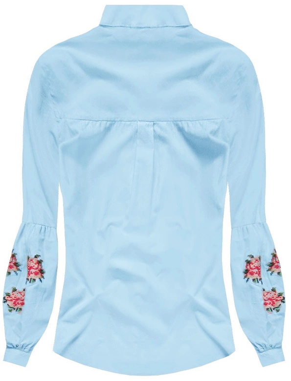 KOSZULA Z BUFIASTYMI RĘKAWAMI BŁĘKITNA (K03)