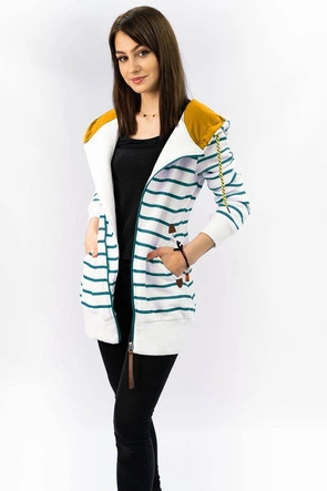 ROZPINANA BLUZA W PASKI BIAŁO-NIEBIESKA (742)