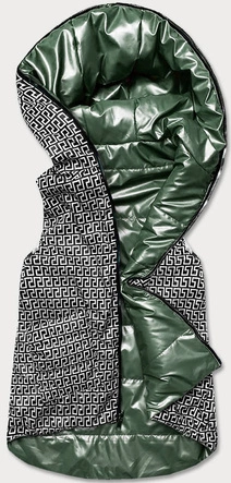 Rozkloszowany dwustronny bezrękawnik damski zielony (b8006-10)