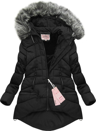 PIKOWANA KURTKA OVERSIZE CZARNA (W503)
