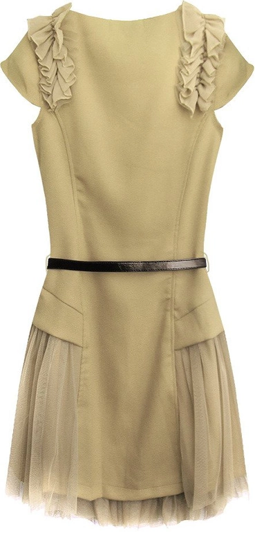 SUKIENKA Z TIULOWYMI WSTAWKAMI BEŻOWA (3688)