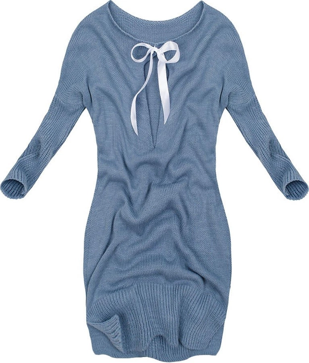 DŁUGI SWETER Z KOKARDĄ NIEBIESKI (0541)