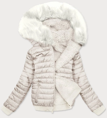 DWUSTRONNA KRÓTKA KURTKA DAMSKA ZIMOWA ECRU (H1032-11)