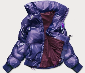KRÓTKA KURTKA DAMSKA OVERSIZE FIOLETOWA (651ART)