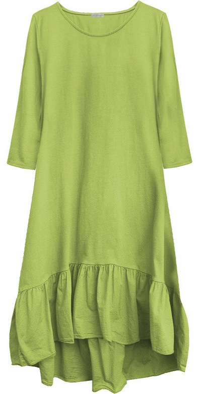 BAWEŁNIANA SUKIENKA OVERSIZE LIMONKOWA (403/3ART)