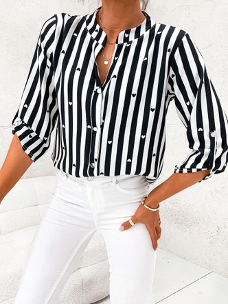 Koszulowa bluzka w pasy czarno-biała (739)