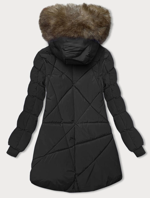Zimowa kurtka z kapturem czarna (LHD-23015)