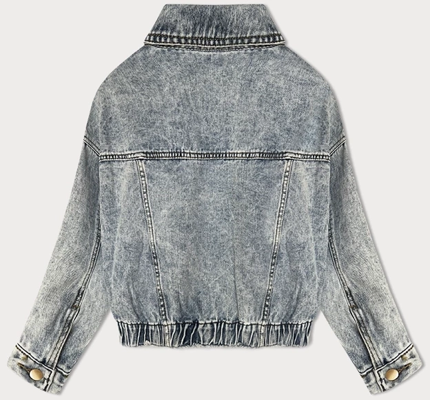 Luźna kurtka damska z przetarciami jasna niebieska (W024)