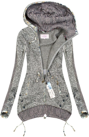 DŁUGA BLUZA Z KAPTUREM CIEMNOSZARA (LX2100)