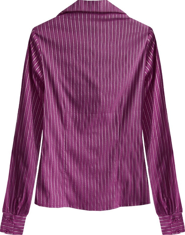 KOSZULA W PASKI Z KORONKĄ FIOLETOWA (11072)